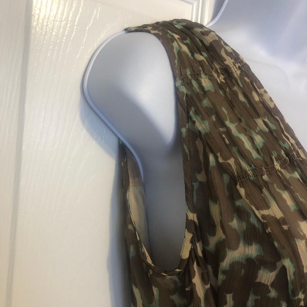 Nanette Lepore Silk Brown/Green Tiered Ruffle Dress 10 - Picture 4 of 13